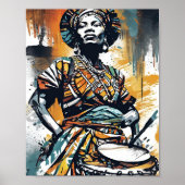 Poster Rythme de son esprit - African Drummer Woman Art (Devant)