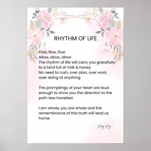 Poster Rythme de vie - Poème rempli d'espoir (Devant)