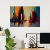 Poster Rythme Vertical Urbain – Ville Abstraite (Bureau à domicile)