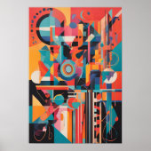 Poster Rythmes de Géométrie Néon (Devant)