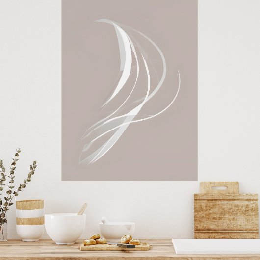 Poster "Rythmes tranquilles" | White Lines Art Abstrait (Cuisine)