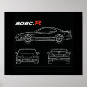 Poster s15 spec r aero line art dessin bleu dessin te37 (Devant)