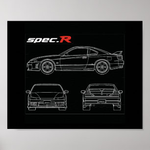 Poster s15 spec r aero line art dessin bleu dessin te37