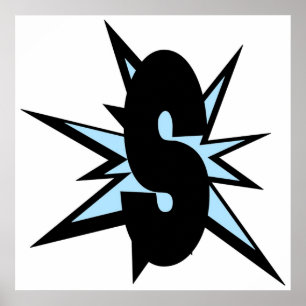 Poster S lettre comme bande dessinée monogramme S initial