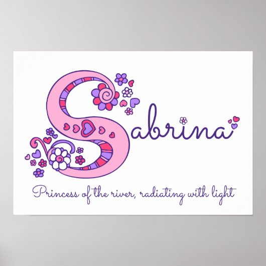 Poster S monogramme art Sabrina filles nom signifiant aff (Devant)