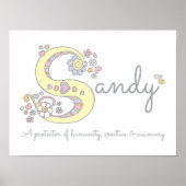 Poster S pour Sandy monogram lettre nom d'art signifiant (Devant)