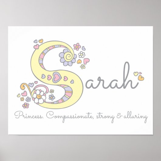 Poster S pour Sarah art de lettre de monogramme significa (Devant)