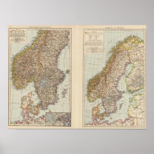 Poster S Scandinavia, Norway, Sweden (Devant)