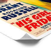 Poster Sa Fille Vendredi-Cary Grant Rosalind Russe (Coin)