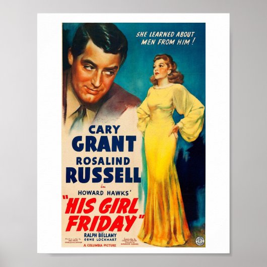 Poster Sa Fille Vendredi-Cary Grant Rosalind Russe (Devant)