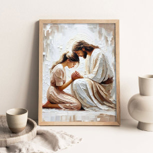 Poster Sa Foi, Peinture Chrétienne, Jésus priant avec