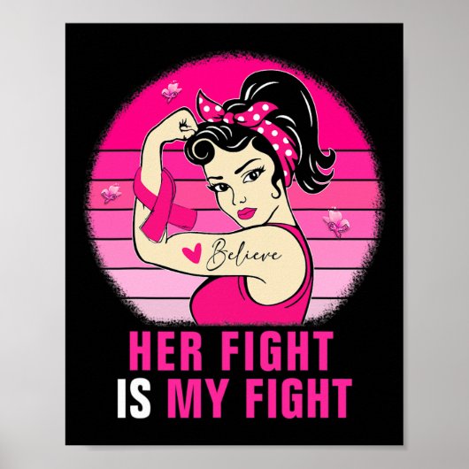 Poster Sa Lutte Est Ma Lutte Rosie Riveter Cancer Du Sein (Devant)