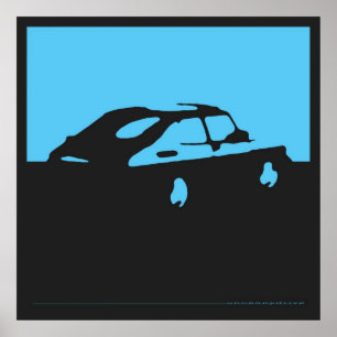 Poster Saab 900 SPG/Aero - bleu sur l'affiche de noir de
