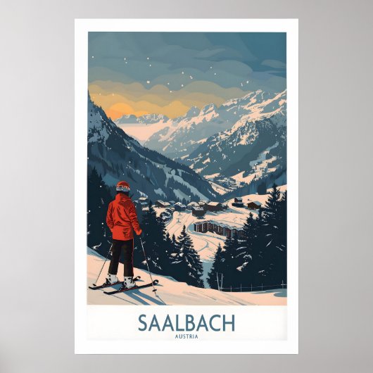 Poster Saalbach Ski Print - Autriche 1 (Devant)