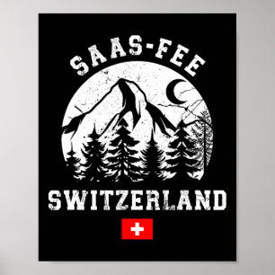 Poster Saas-fee Suisse Station de ski Alpes Ski alpin