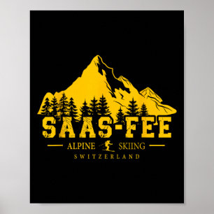 Poster Saas-fee Suisse Station de ski Ski alpin Suisse
