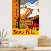 Poster Saas - Fee, village en Suisse, voyage vintage (Cuisine)