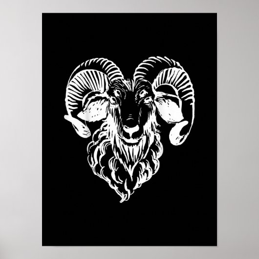 Poster Sabbatique Baphomet Chèvre mal Satané (Devant)