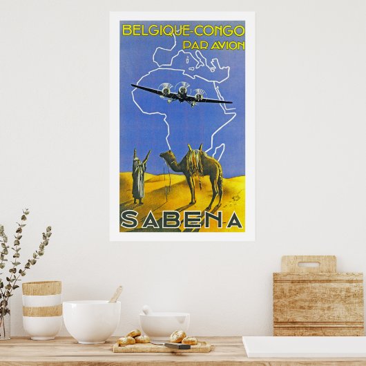 Poster Sabena ~ Belgique Congo (Cuisine)