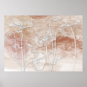 Poster Sable Brown Aquarelle Abstraite et Pavois 3