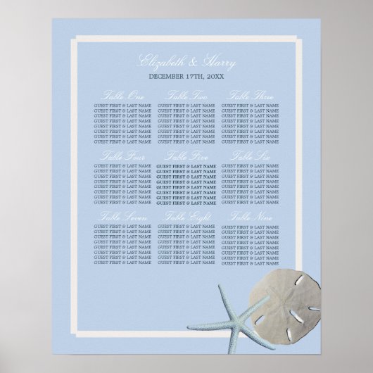 Poster Sable Dollar et Starfish Plage Plage Carte de sièg (Devant)