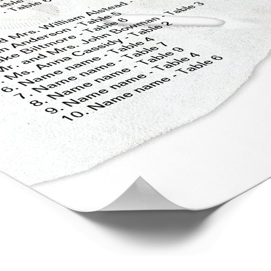 Poster Sable Dollar Réception de mariage Seating Chart Po (Coin)