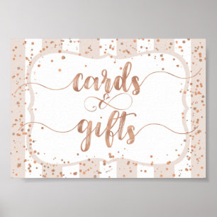 Poster Sable et Rose Gold Confetti Cartes & Cadeaux
