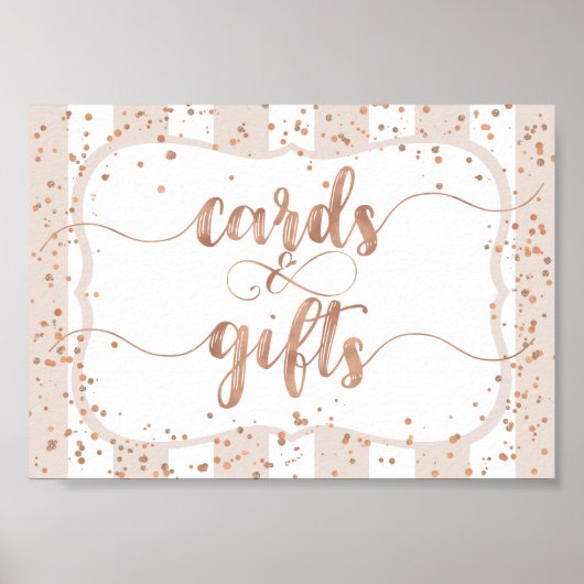 Poster Sable et Rose Gold Confetti Cartes & Cadeaux (Devant)