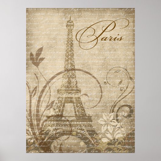 Poster Sable Fleur de Paris Tour Eiffel 30 x 40 pouces (Devant)