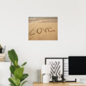 Poster Sable "Love" écrit sur la plage avec l'arrivée (Bureau à domicile)