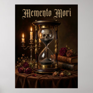 Poster Sablier Memento Mori Crâne Vanité Sombre