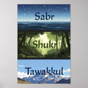 Poster Sabr, Shukr, Tawakkul   Cadeau pour maison de musu