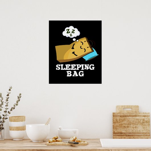 Poster Sac à couchage Funky Pun à sac en papier foncé BG (Cuisine)