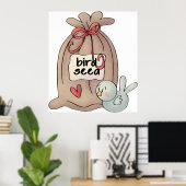 Poster Sac à graines d'oiseaux avec cou et coeur (Bureau à domicile)