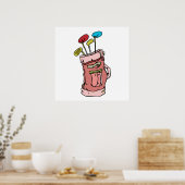 Poster sac de golf coloré et des clubs graphique (Cuisine)