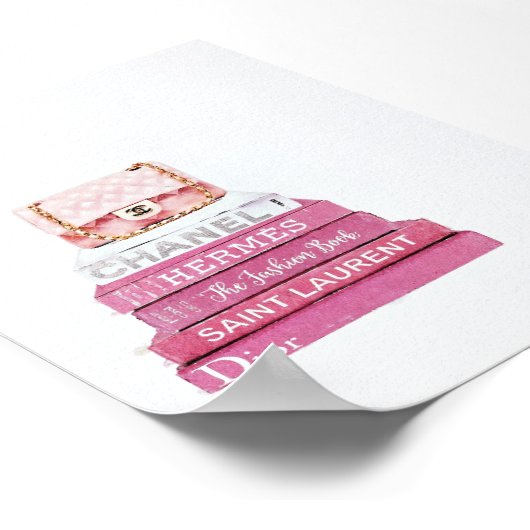 Poster Sac en Chanel rose sur les livres de mode | Art mu (Coin)