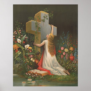 Poster S'accrocher à l'oeuvre d'art croisée Vintage