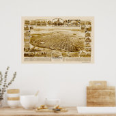 Poster Sacramento, CA Carte panoramique - 1890 (Cuisine)