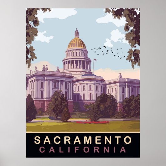 Poster Sacramento, capitale de l'État, Californie, Voyage (Devant)