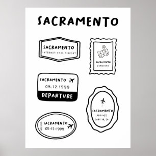 Poster Sacramento - Collection de timbres de voyage   Min