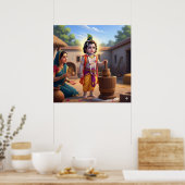 Poster Sacré Bleu Traditionnel Damodara Bala Krishna (Cuisine)