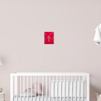 Poster Sacred Crimson: Embroidered Orthodox Cross