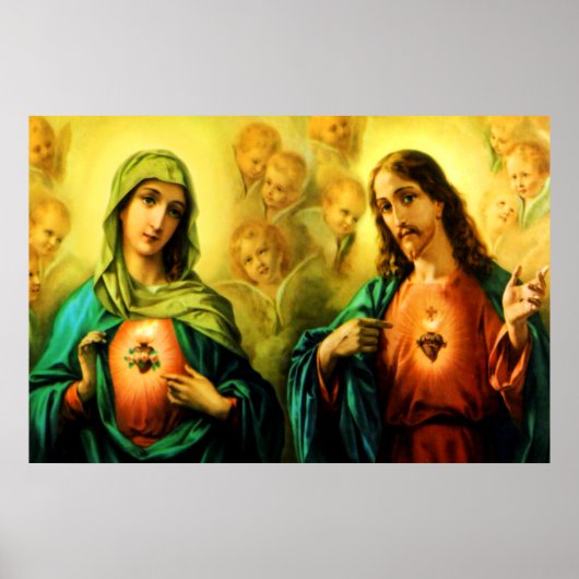 Poster Sacred Heart of Jesus & Immaculate Heart of Mary (Devant)