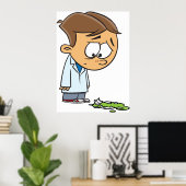 Poster Sad Boy Scientist avec Broken Experiment (Bureau à domicile)