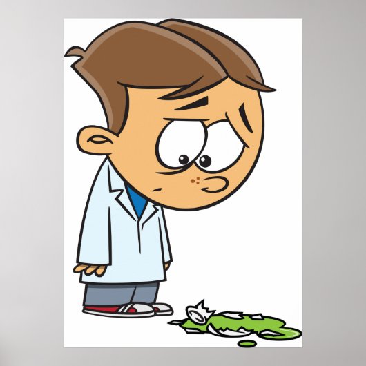Poster Sad Boy Scientist avec Broken Experiment (Devant)