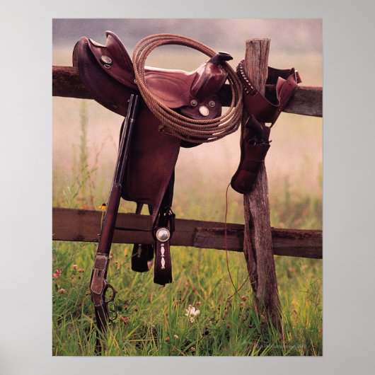 Poster Saddle et Lasso sur la clôture (Devant)