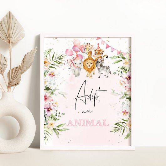 Poster Safari adopter un anniversaire aminal