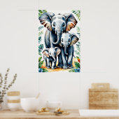 Poster Safari African Elephants Family, Baby Elephant (Cuisine)