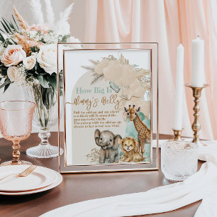 Poster Safari animal Boho Oh Boy Baby shower Maman Belly