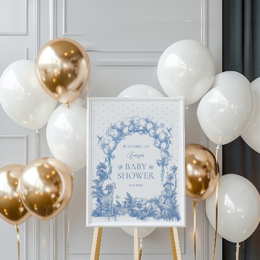 Poster Safari animal Dusty Blue Toile bébé garçon douche 